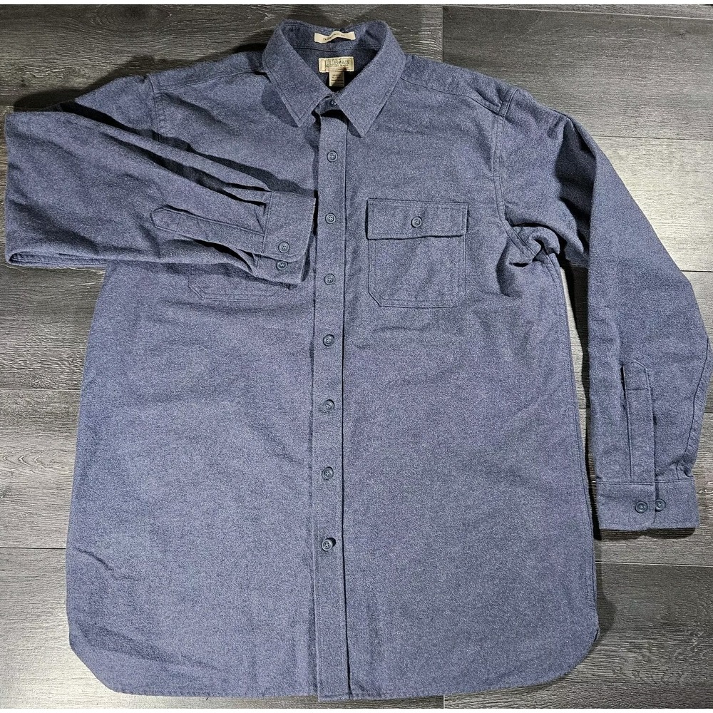 VTG LL Bean Chamois Cloth Shirt Men XLT Blue Traditional Fit Heavy Workwear Camp